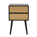 NNEDSZ Oslo Bedside Table with 2 Drawer in Black & Natural
