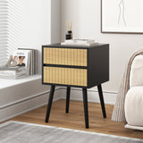 NNEDSZ Oslo Bedside Table with 2 Drawer in Black & Natural