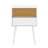 NNEDSZ Oslo Bedside Table with 2 Drawer in White & Natural