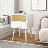 NNEDSZ Oslo Bedside Table with 2 Drawer in White & Natural