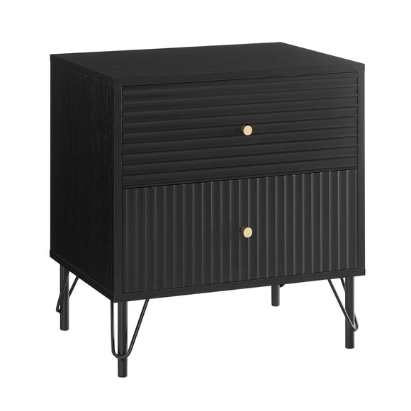 NNEDSZ Lisa Wavy Fluted Bedside Table in Black