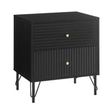 NNEDSZ Lisa Wavy Fluted Bedside Table in Black
