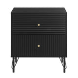 NNEDSZ Lisa Wavy Fluted Bedside Table in Black