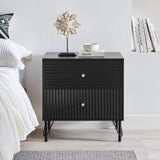 NNEDSZ Lisa Wavy Fluted Bedside Table in Black