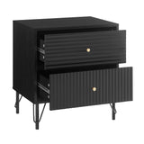 NNEDSZ Lisa Wavy Fluted Bedside Table in Black