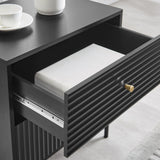 NNEDSZ Lisa Wavy Fluted Bedside Table in Black