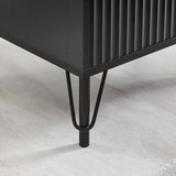 NNEDSZ Lisa Wavy Fluted Bedside Table in Black