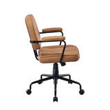 NNEDSZ Louise Black Frame Faux Leather Home Office Chair in Brown