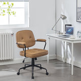 NNEDSZ Louise Black Frame Faux Leather Home Office Chair in Brown