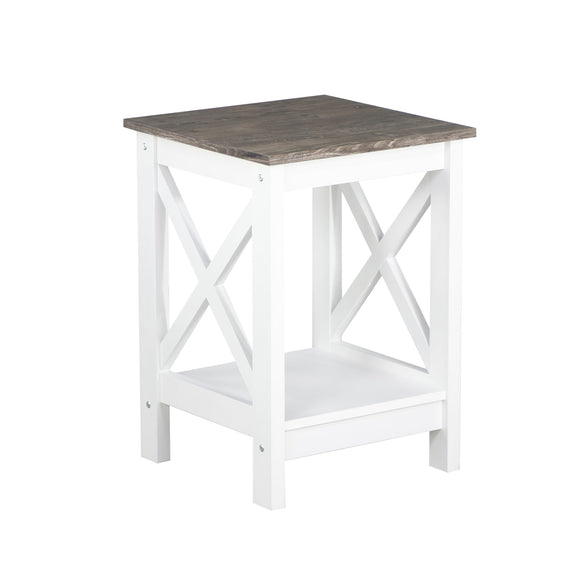 NNEDSZ Coastal Side Table in White and Grey