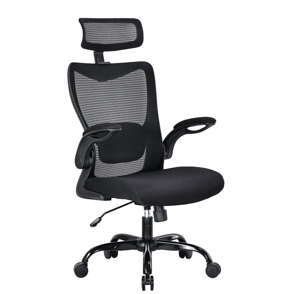 NNEDSZ MONA Ergonomic High Back Flipped Armrest Task Chair In Black