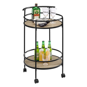 NNEDSZ 2 Tiers Kitchen Rolling Bar Cart In Natural