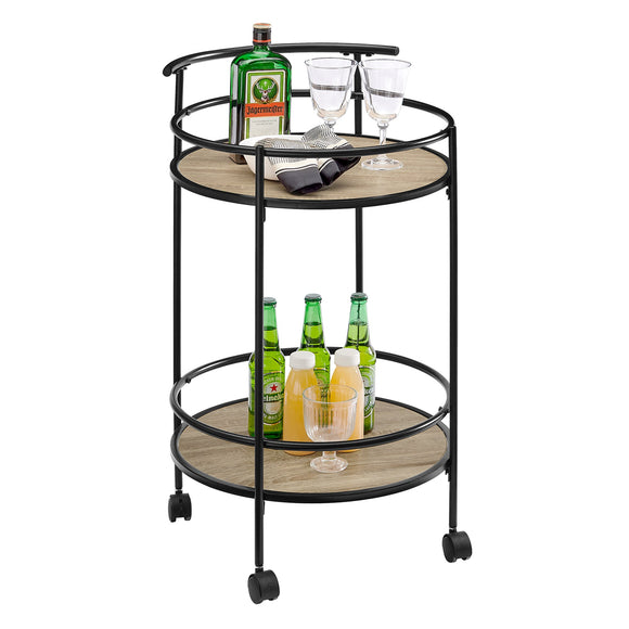 NNEDSZ 2 Tiers Kitchen Rolling Bar Cart In Natural