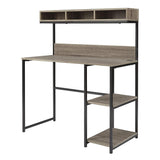 NNEDSZ Computer Desk with Hutch in Greyish Brown