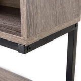 NNEDSZ Computer Desk with Hutch in Greyish Brown