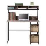 NNEDSZ Computer Desk with Hutch in Greyish Brown