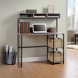 NNEDSZ Computer Desk with Hutch in Greyish Brown