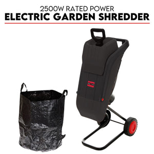 NNEDSZ 2500W Electric Garden Mulcher Shredder Portable Wood Chipper on Wheels w/ bag