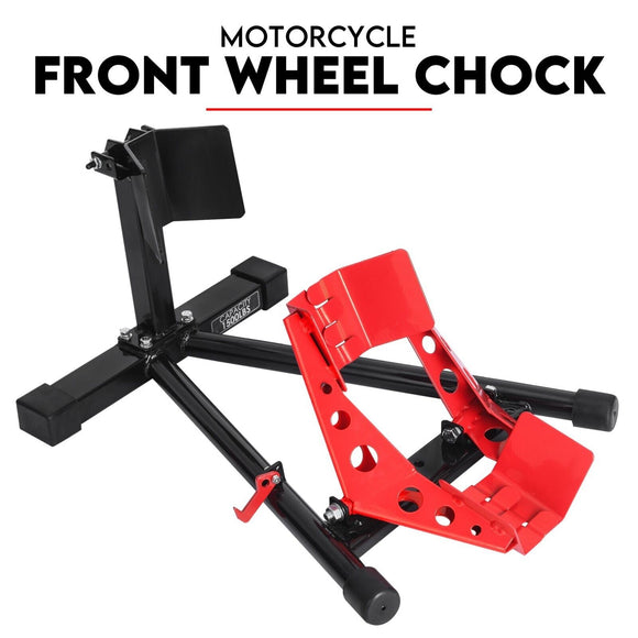 NNEDSZ Heavy Duty Motorcycle Motorbike Stand Front Wheel Chock Trailer Transport