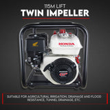 NNEDSZ Fire Fighting Petrol Water Pump GP200 TWIN IMPELLER WITH A HONDA ENGINE
