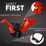 NNEDSZ 7HP Wood Chipper Self Feeding Shredder Mulcher Machine Petrol Garden Portable