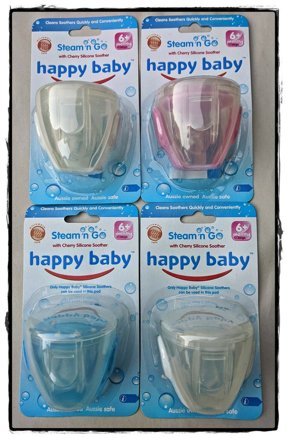 NNEDSZ 25 x 4 Pack (100 Pieces) -Wholesale Resell Retail  Happy Baby Steam n Go Cherry Silicone Soother