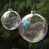 NNEDSZ 10 x Glass Bauble 8cm Diameter Round Clear with Silver Cap - table or tree centrepice personal memory theme craft gift