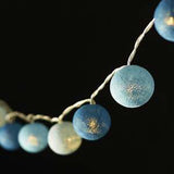 NNEDSZ 1 Set of 20 LED Blue 5cm Cotton Ball Battery Powered String Lights Christmas Gift Home Wedding Party Boys Bedroom Decoration Indoor Table Centrepiece