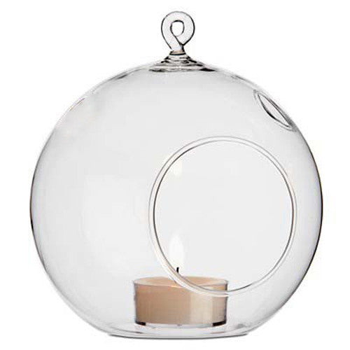 NNEDSZ 24 Bulk Buy of Hanging Clear Glass Ball Tealight Candle Holder  - 8cm Diameter / High - Wedding Globe Decoration Terrarium Succulent Plant Mini Garden Holder Decor Craft Gift