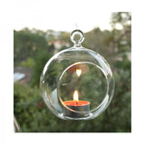 NNEDSZ 24 Bulk Buy of Hanging Clear Glass Ball Tealight Candle Holder  - 8cm Diameter / High - Wedding Globe Decoration Terrarium Succulent Plant Mini Garden Holder Decor Craft Gift