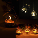 NNEDSZ 24 Bulk Buy of Hanging Clear Glass Ball Tealight Candle Holder  - 8cm Diameter / High - Wedding Globe Decoration Terrarium Succulent Plant Mini Garden Holder Decor Craft Gift