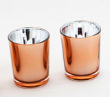 NNEDSZ 20 Pack Copper Votive Tealight Candle Holders Valentines Day Mercury  Wedding Decor Glass Candlestick Party Decorations Bridal Baby Shower Event