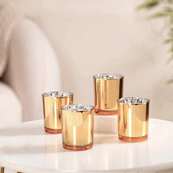 NNEDSZ 20 Pack Gold Votive Tealight Candle Holders Valentines Day Mercury  Wedding Decor Glass Candlestick Party Decorations Bridal Baby Shower Event