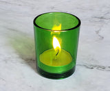 NNEDSZ 20 Pack Green Glass Votive Candle Holders Table Centreoieces  Xmas Wedding Anniversary Event Recption Party Function or Home Decor