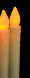 NNEDSZ 20 Pack Taper Stick White Battery Candle - Natural Flame Light Colour No Flicker - Gold Stand Base