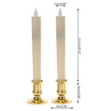 NNEDSZ 50 Pack Taper Stick White Battery Candle - Natural Flame Light Colour No Flicker - Gold Stand Base