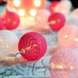 NNEDSZ 1 Set of 20 LED Pink 5cm Cotton Ball Battery Powered String Lights Christmas Gift Home Wedding Party Girl Bedroom Decoration Outdoor Indoor Table