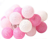 NNEDSZ 1 Set of 20 LED Pink 5cm Cotton Ball Battery Powered String Lights Christmas Gift Home Wedding Party Girl Bedroom Decoration Outdoor Indoor Table