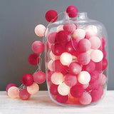 NNEDSZ 1 Set of 20 LED Pink 5cm Cotton Ball Battery Powered String Lights Christmas Gift Home Wedding Party Girl Bedroom Decoration Outdoor Indoor Table