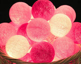 NNEDSZ 1 Set of 20 LED Pink 5cm Cotton Ball Battery Powered String Lights Christmas Gift Home Wedding Party Girl Bedroom Decoration Outdoor Indoor Table