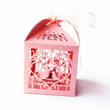 NNEDSZ 50 Piece Pack - Pink Dove Bird Heart Baby Birth naming Ceremony Bomboniere Favor Lolly Gift Card Box