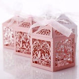 NNEDSZ 50 Piece Pack - Pink Dove Bird Heart Baby Birth naming Ceremony Bomboniere Favor Lolly Gift Card Box