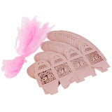 NNEDSZ 50 Piece Pack - Pink Dove Bird Heart Baby Birth naming Ceremony Bomboniere Favor Lolly Gift Card Box