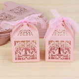 NNEDSZ 50 Piece Pack - Pink Dove Bird Heart Baby Birth naming Ceremony Bomboniere Favor Lolly Gift Card Box