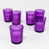 NNEDSZ 40 Pack Purple Glass Votive Tealight Candle Holders House Party Cenrepiece Xmas Wedding Decor Glass Candlestick Party Decorations Bridal Valentines Event