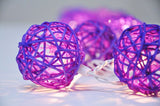 NNEDSZ 1 Set of 20 LED Cassis Purple 5cm Rattan Cane Ball Battery Powered String Lights Christmas Gift Home Wedding Party Bedroom Decoration Table Centrepiece