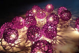 NNEDSZ 1 Set of 20 LED Cassis Purple 5cm Rattan Cane Ball Battery Powered String Lights Christmas Gift Home Wedding Party Bedroom Decoration Table Centrepiece