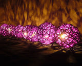 NNEDSZ 1 Set of 20 LED Cassis Purple 5cm Rattan Cane Ball Battery Powered String Lights Christmas Gift Home Wedding Party Bedroom Decoration Table Centrepiece