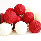 NNEDSZ 1 Set of 20 LED Red White 5cm Cotton Ball Battery String Lights Christmas Gift Home Wedding Party Bedroom Decoration Outdoor Indoor Table Centrepiece
