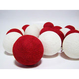 NNEDSZ 1 Set of 20 LED Red White 5cm Cotton Ball Battery String Lights Christmas Gift Home Wedding Party Bedroom Decoration Outdoor Indoor Table Centrepiece